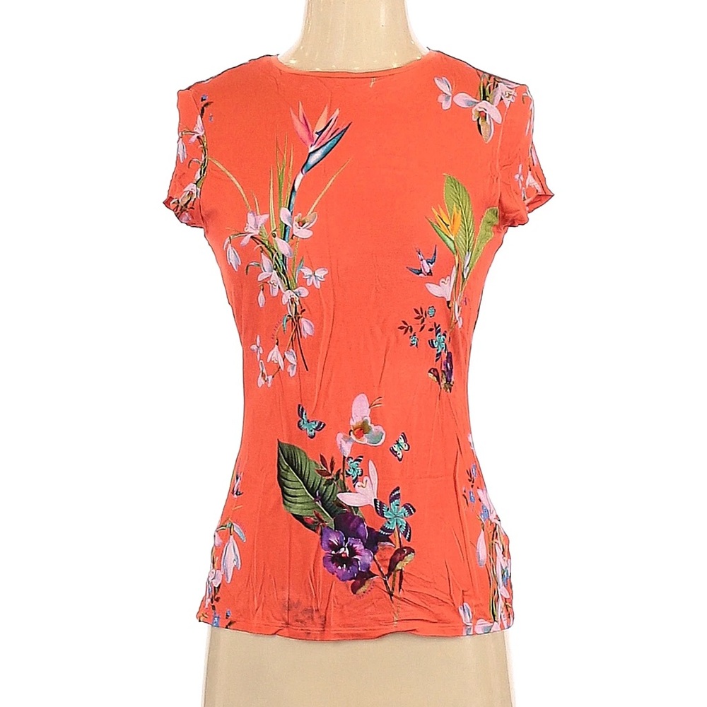Ted Baker Floral Orange Women's Short Sleeve Top
